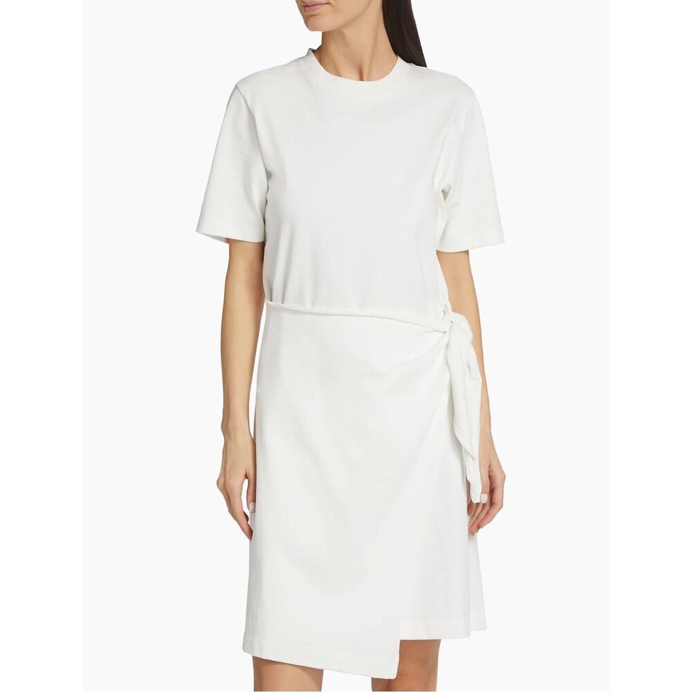 NWT Vince Crew Neck Short Sleeve Wrap Side Tie T-shirt Dress Off White XXS $195